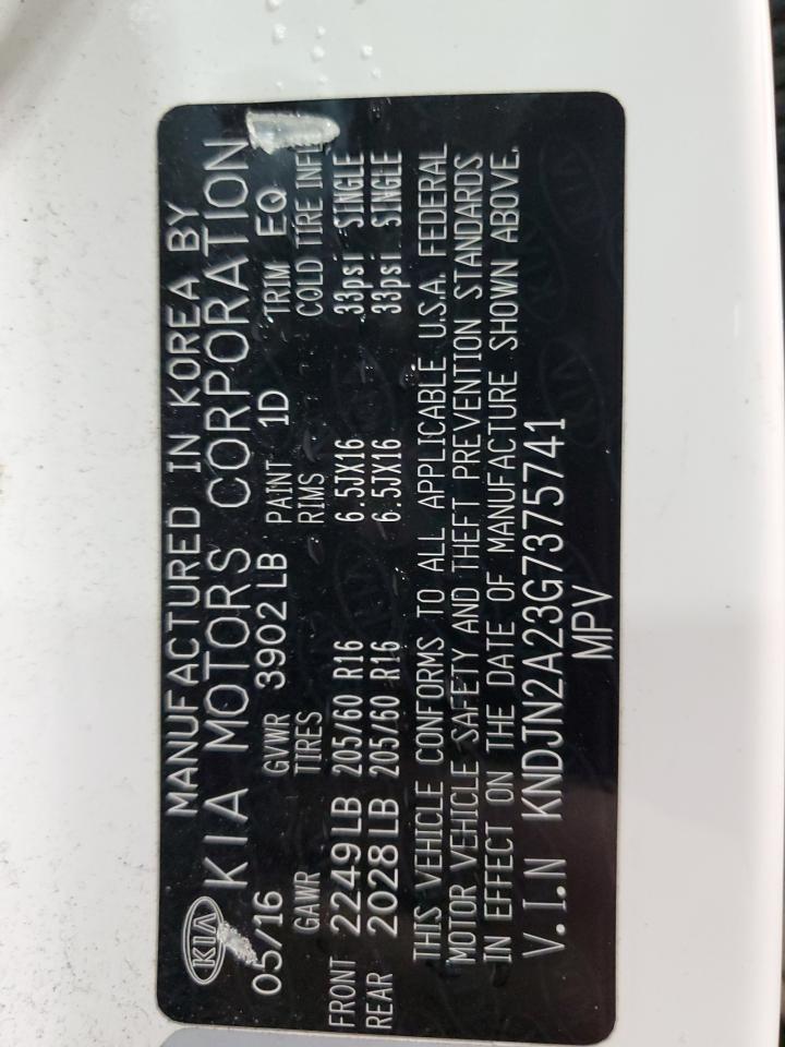 2016 Kia Soul VIN: KNDJN2A23G7375741 Lot: 70534015