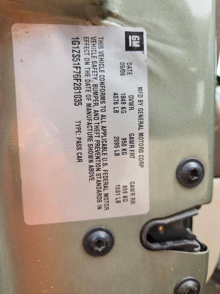 2006 Chevrolet Malibu Ls VIN: 1G1ZS51F76F281035 Lot: 70710125