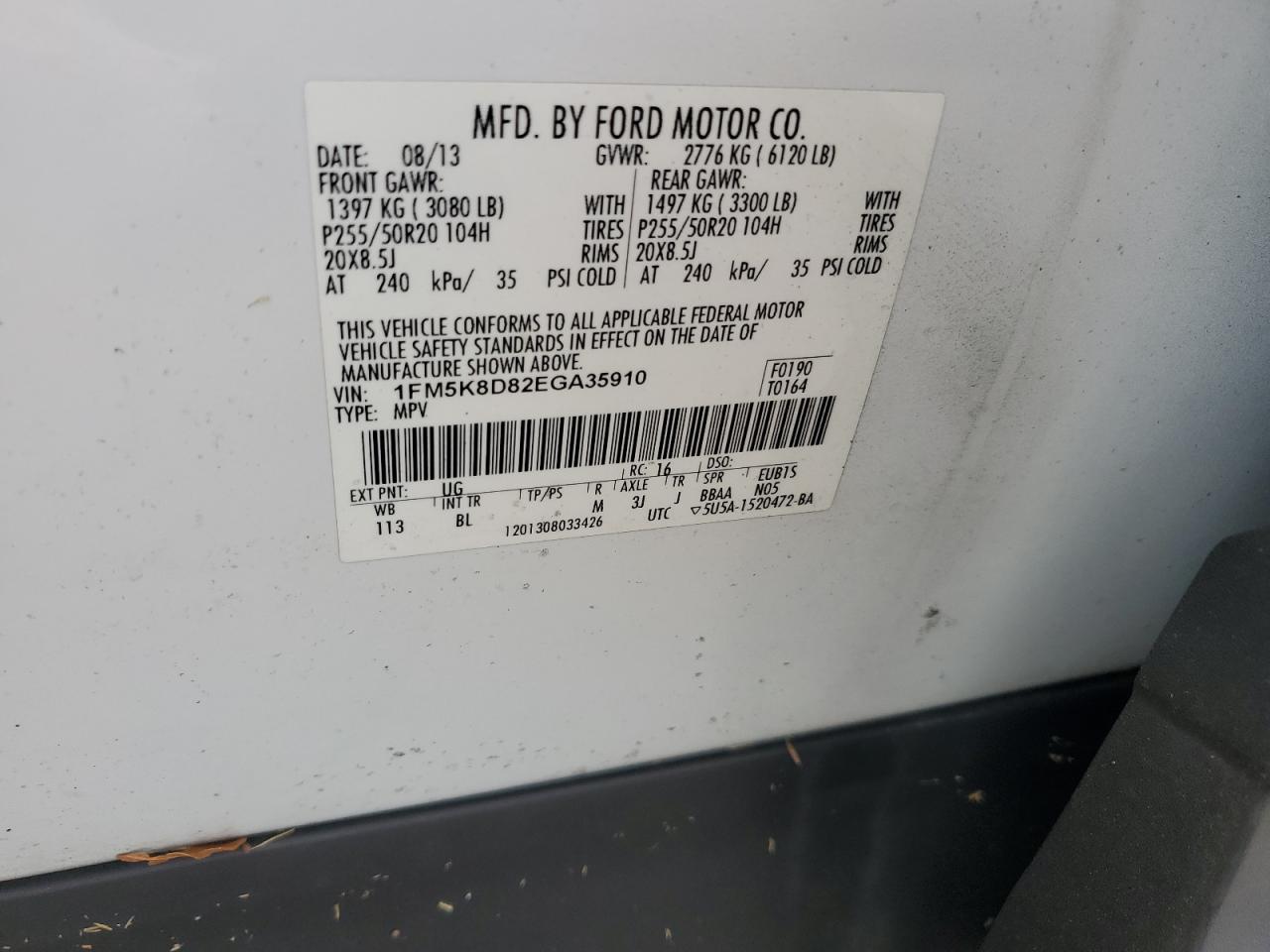 2014 Ford Explorer Xlt VIN: 1FM5K8D82EGA35910 Lot: 69306435