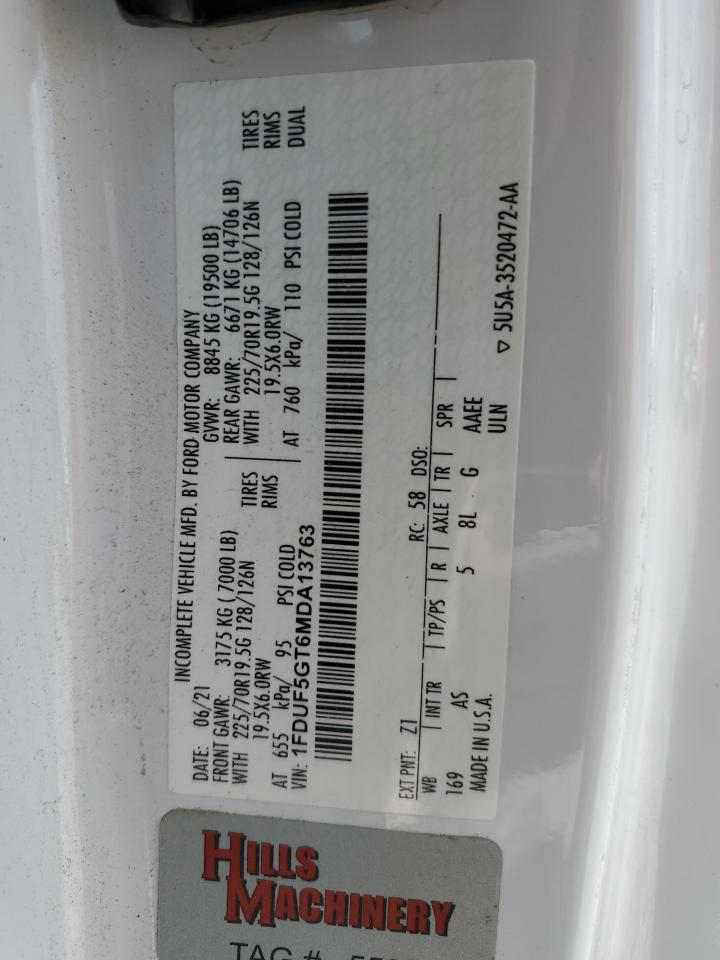 2021 Ford F550 Super Duty VIN: 1FDUF5GT6MDA13763 Lot: 70880605