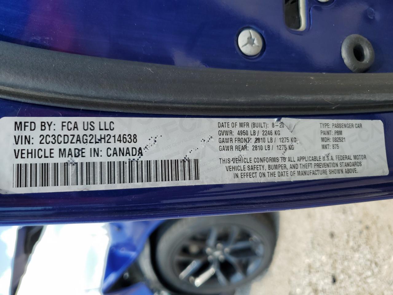 2020 Dodge Challenger Sxt VIN: 2C3CDZAG2LH214638 Lot: 69391795