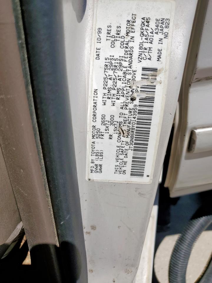 2000 Toyota 4Runner Sr5 VIN: JT3GN86R8Y0143959 Lot: 68815895