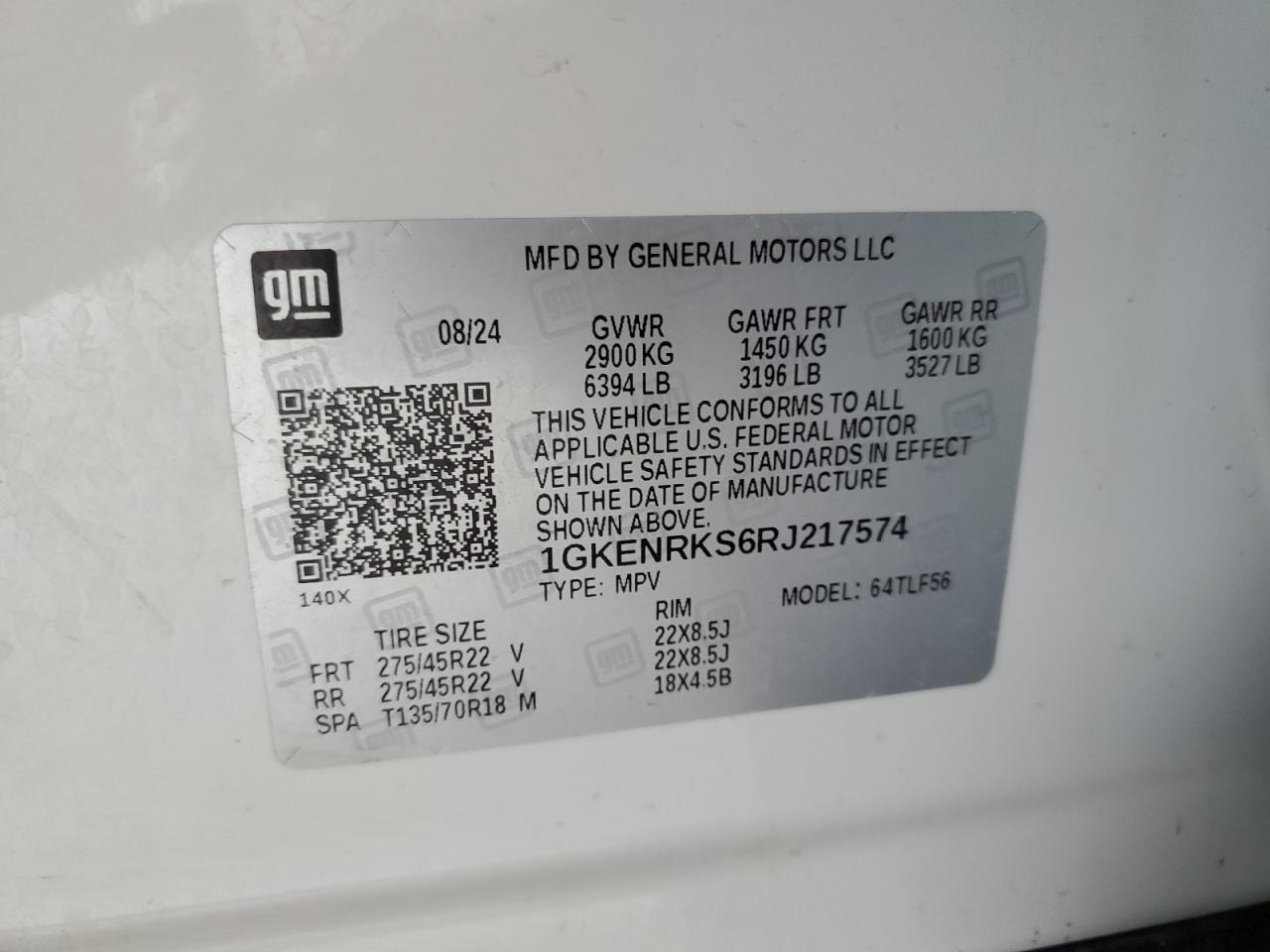 2024 GMC Acadia Denali VIN: 1GKENRKS6RJ217574 Lot: 68204645