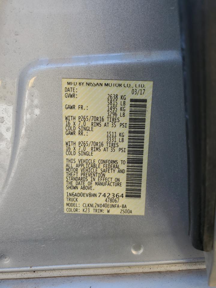 2017 Nissan Frontier S VIN: 1N6AD0EV8HN742364 Lot: 86114374