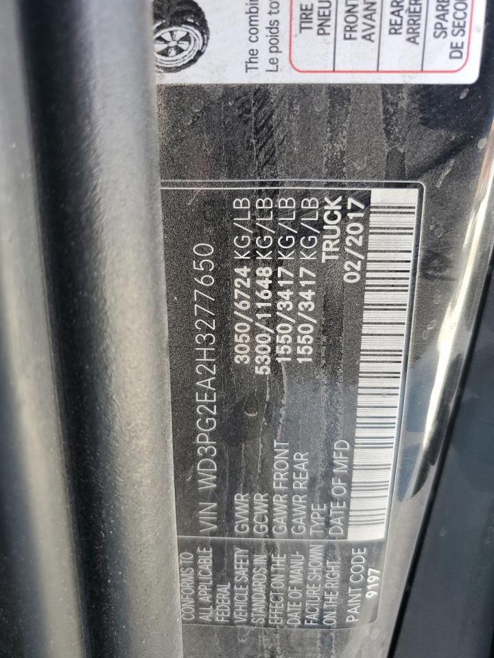 2017 Mercedes-Benz Metris VIN: WD3PG2EA2H3277650 Lot: 66138085