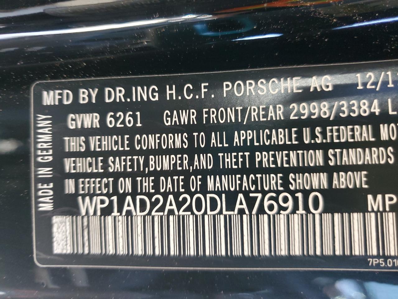 2013 Porsche Cayenne Gts VIN: WP1AD2A20DLA76910 Lot: 68486455