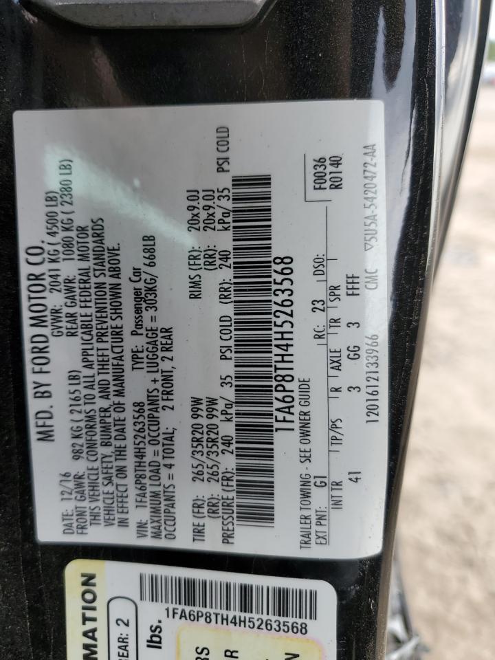 2017 Ford Mustang VIN: 1FA6P8TH4H5263568 Lot: 70140625