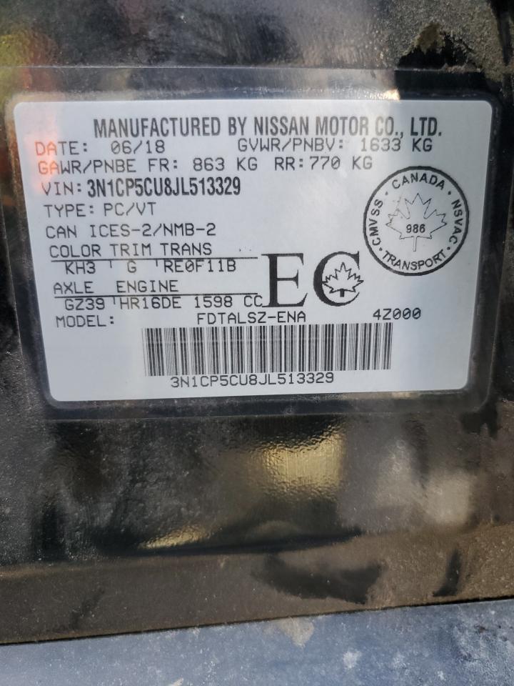 2018 Nissan Kicks S VIN: 3N1CP5CU8JL513329 Lot: 69574525