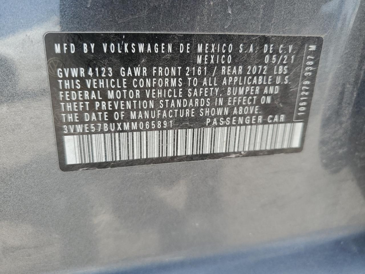 2021 Volkswagen Jetta Sel VIN: 3VWE57BUXMM065891 Lot: 70492265