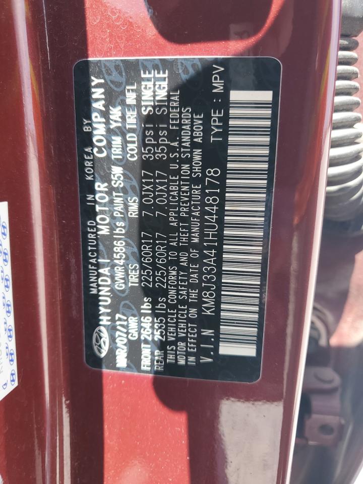 2017 Hyundai Tucson Limited VIN: KM8J33A41HU448178 Lot: 69413735