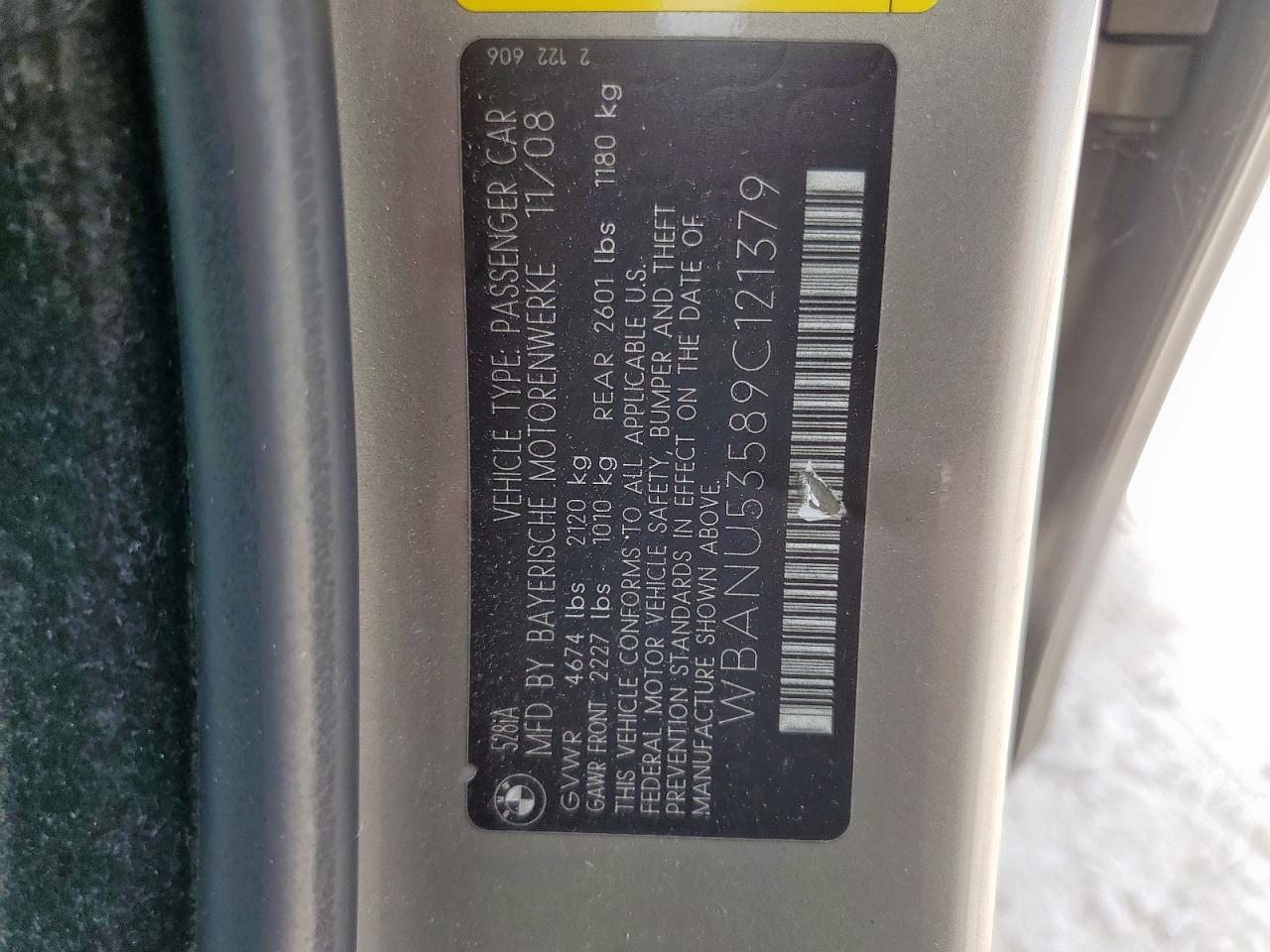 2009 BMW 528 I VIN: WBANU53589C121379 Lot: 70315005