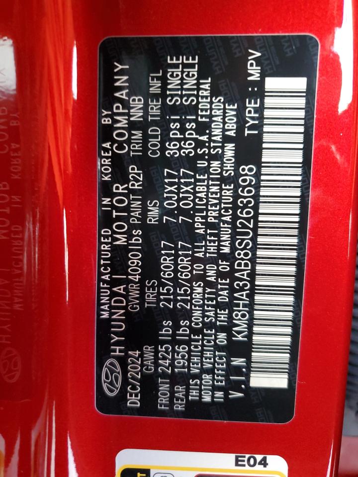 2025 Hyundai Kona Se VIN: KM8HA3AB8SU263698 Lot: 69568755