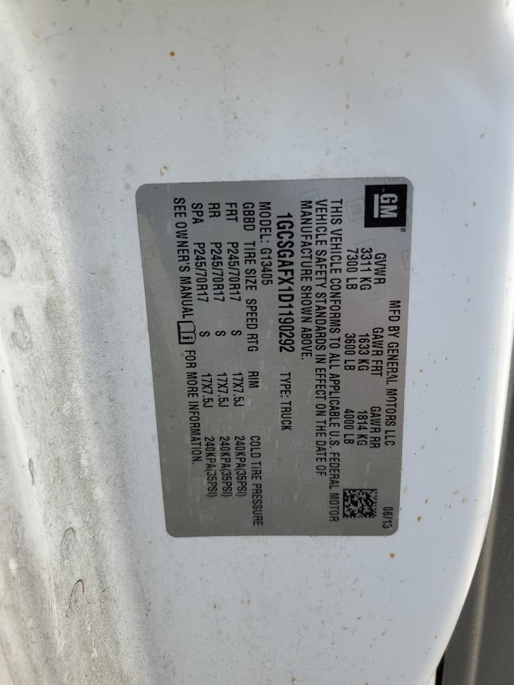 2013 Chevrolet Express G1500 VIN: 1GCSGAFX1D1190292 Lot: 70981475