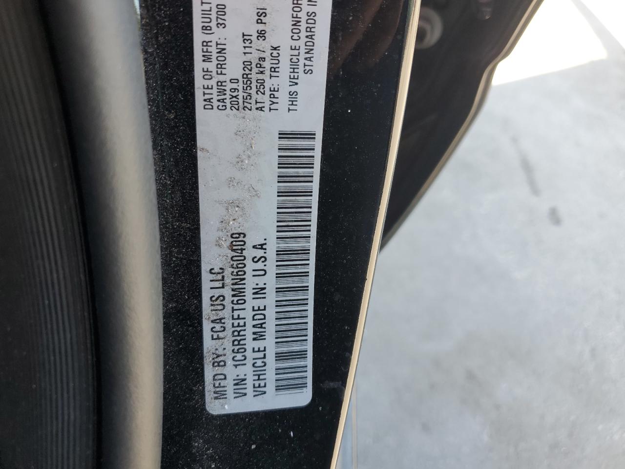 2021 Ram 1500 Big Horn/Lone Star VIN: 1C6RREFT6MN660409 Lot: 69176465