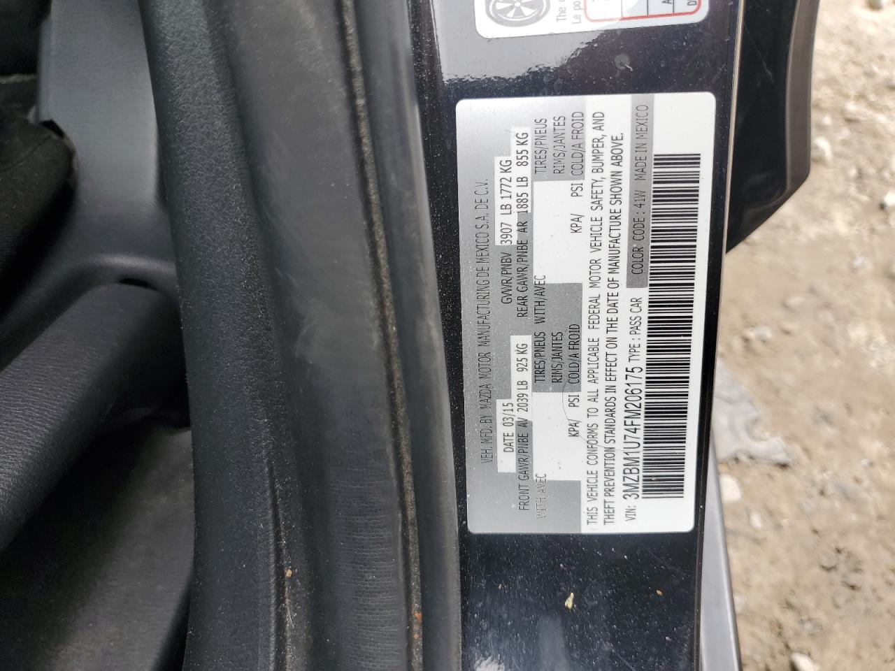 2015 Mazda 3 Sport VIN: 3MZBM1U74FM206175 Lot: 68126775