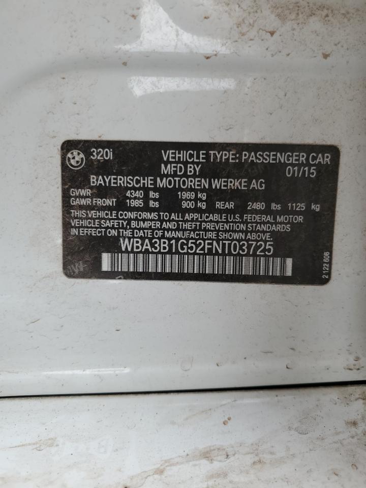 2015 BMW 320 I VIN: WBA3B1G52FNT03725 Lot: 68569785