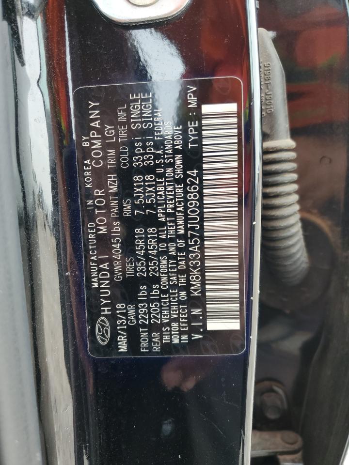 2018 Hyundai Kona Limited VIN: KM8K33A57JU098624 Lot: 68016125