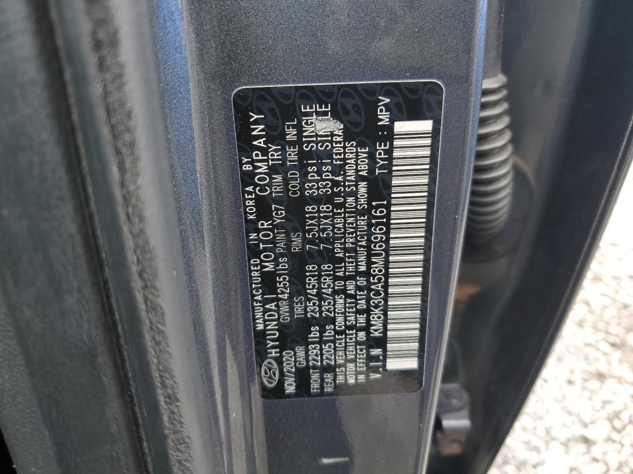 2021 Hyundai Kona Limited VIN: KM8K3CA58MU696161 Lot: 69591725
