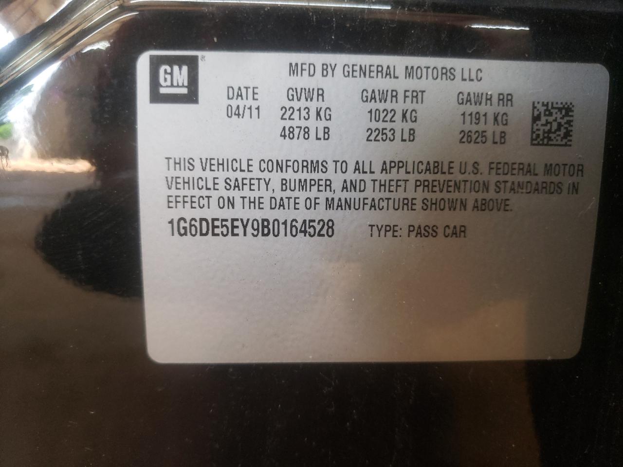 2011 Cadillac Cts Luxury Collection VIN: 1G6DE5EY9B0164528 Lot: 69098505