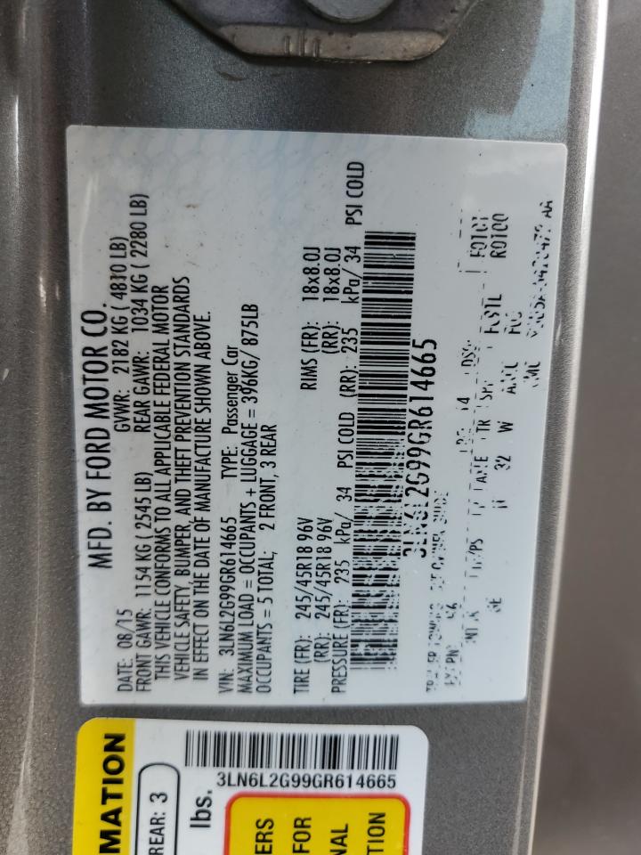 2016 Lincoln Mkz VIN: 3LN6L2G99GR614665 Lot: 68882535