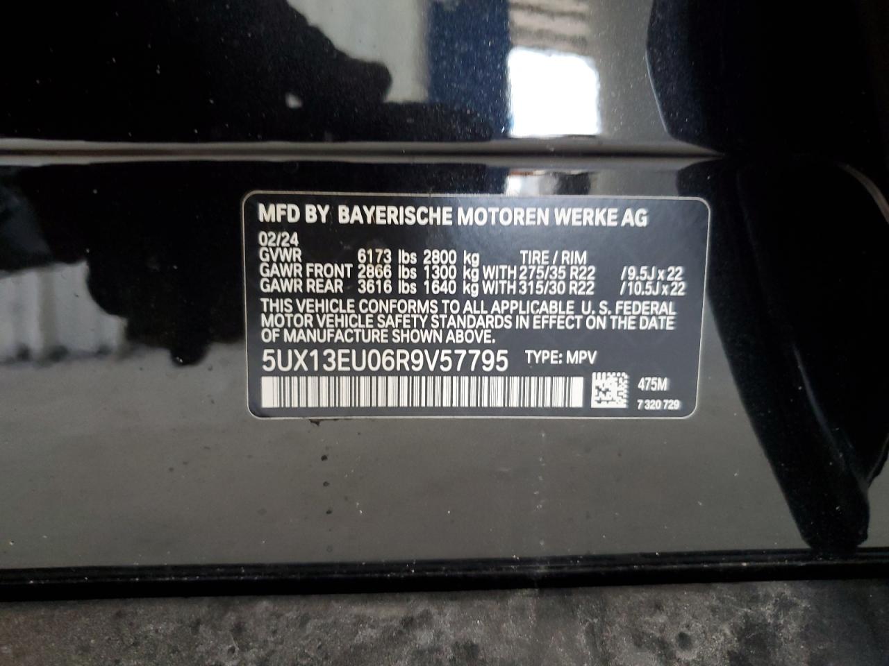 2024 BMW X5 Sdrive 40I VIN: 5UX13EU06R9V57795 Lot: 67569705