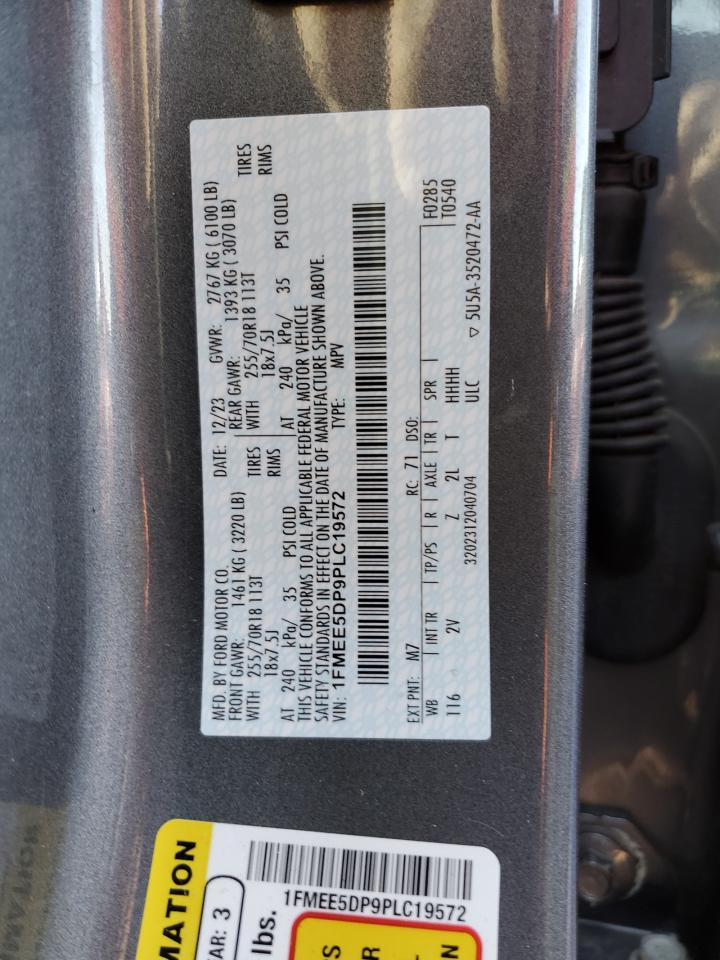 2023 Ford Bronco Base VIN: 1FMEE5DP9PLC19572 Lot: 67783595