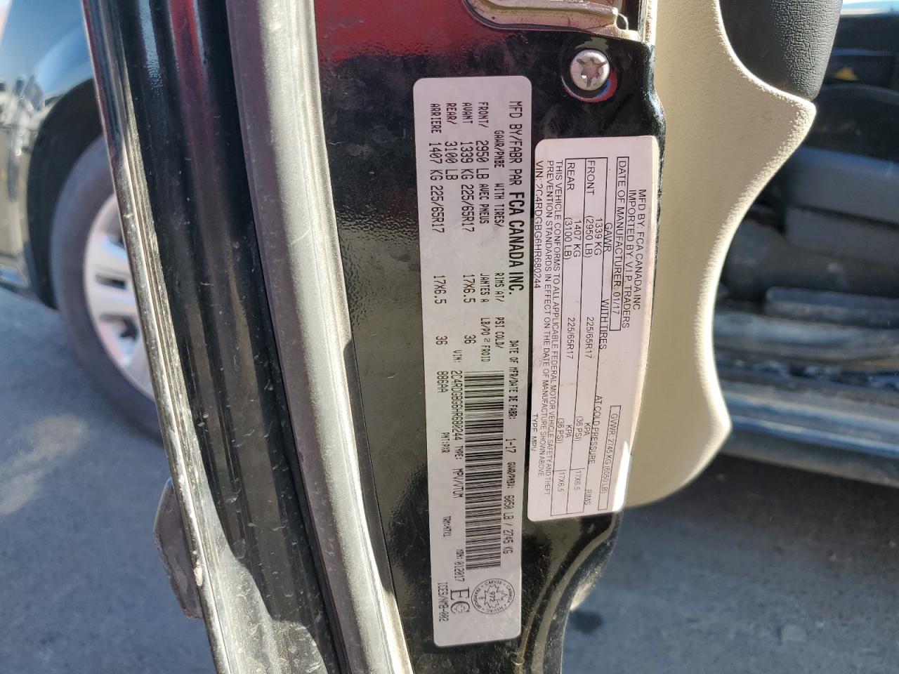 2017 Dodge Grand Caravan Se VIN: 2C4RDGBG6HR680244 Lot: 84879805