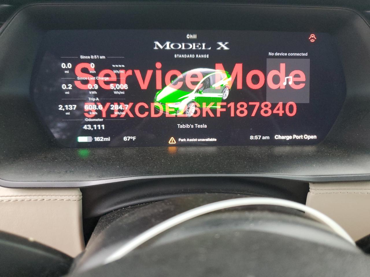 2019 Tesla Model X VIN: 5YJXCDE26KF187840 Lot: 67982985