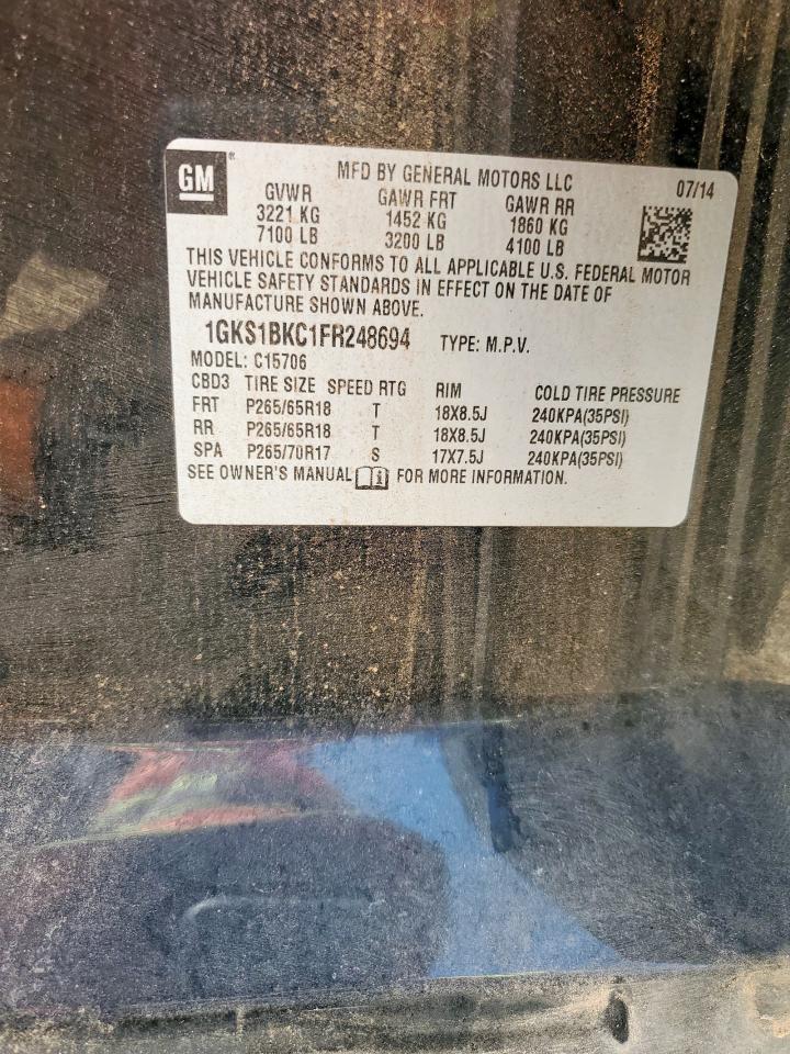 2015 GMC Yukon Slt VIN: 1GKS1BKC1FR248694 Lot: 68487695