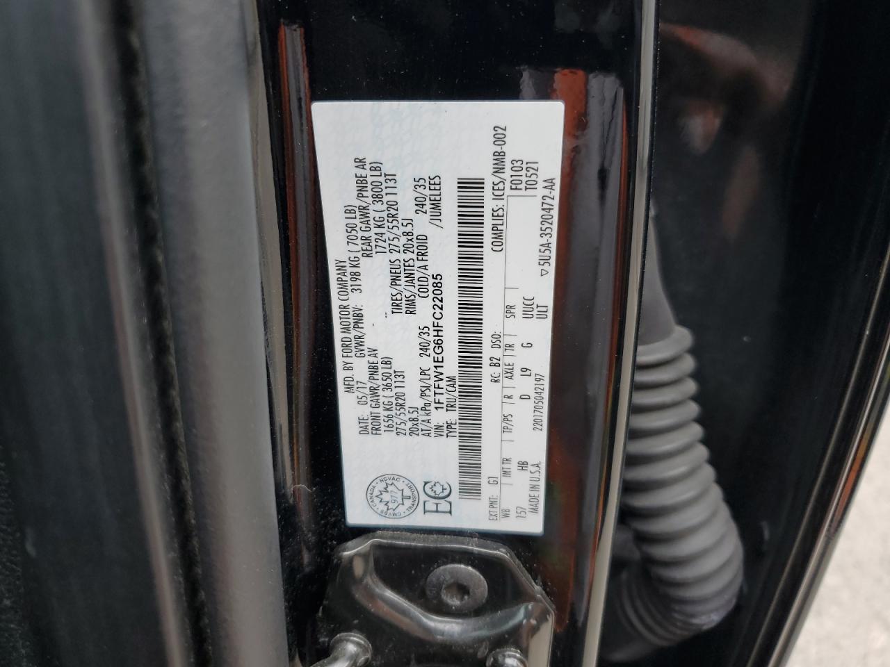 2017 Ford F150 Supercrew VIN: 1FTFW1EG6HFC22085 Lot: 68841415