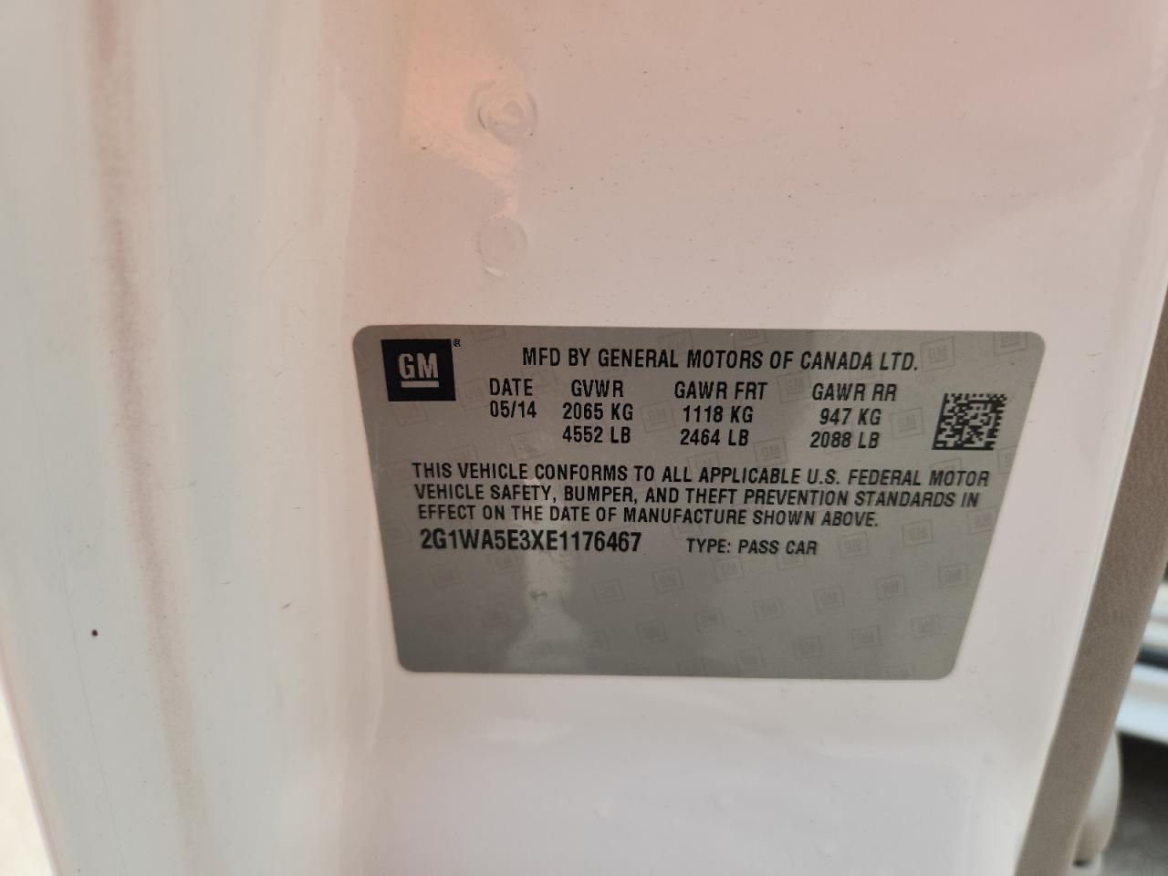 2014 Chevrolet Impala Limited Ls VIN: 2G1WA5E3XE1176467 Lot: 69311845