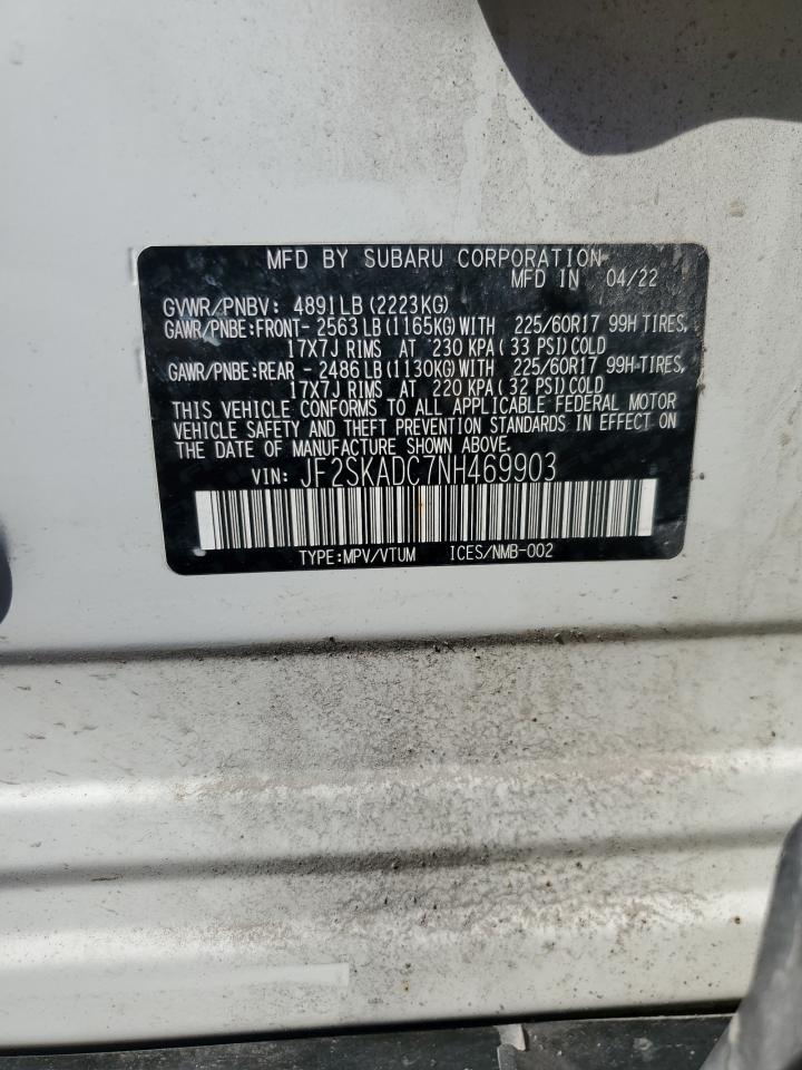 2022 Subaru Forester Premium VIN: JF2SKADC7NH469903 Lot: 69663415