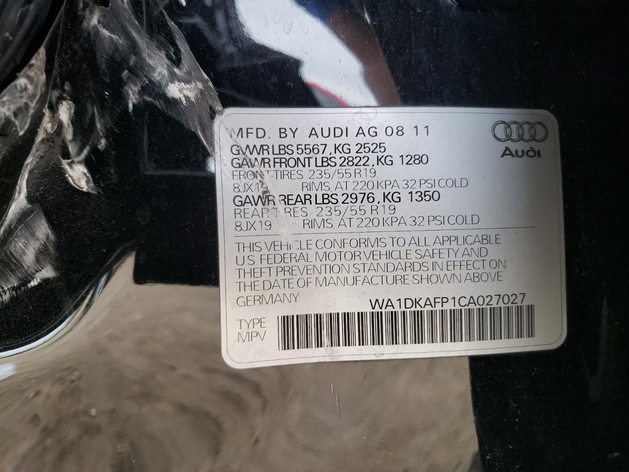 2012 Audi Q5 Premium Plus VIN: WA1DKAFP1CA027027 Lot: 70161855