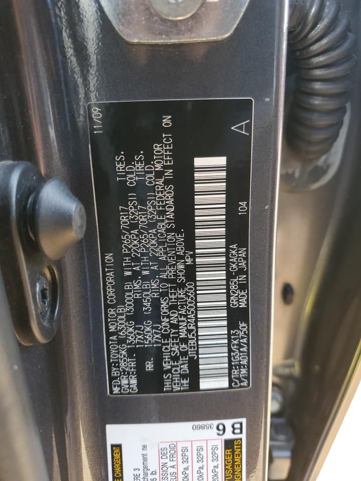 2010 Toyota 4Runner Sr5 VIN: JTEBU5JR4A5005600 Lot: 69851825