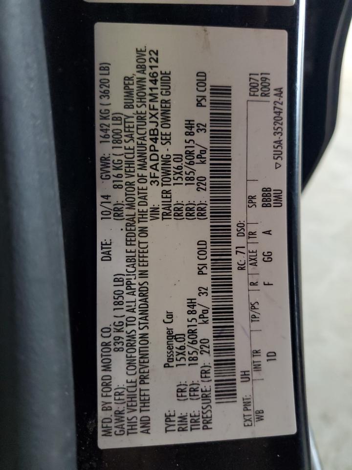 2015 Ford Fiesta Se VIN: 3FADP4BJXFM146122 Lot: 70719965