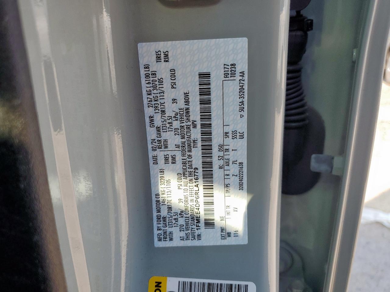 2024 Ford Bronco Heritage VIN: 1FMEE4DP6RLA16779 Lot: 70596735