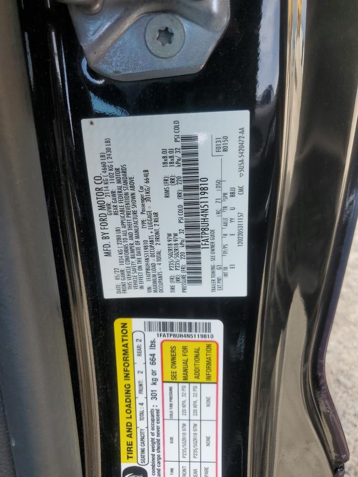 2022 Ford Mustang VIN: 1FATP8UH4N5119810 Lot: 70288465