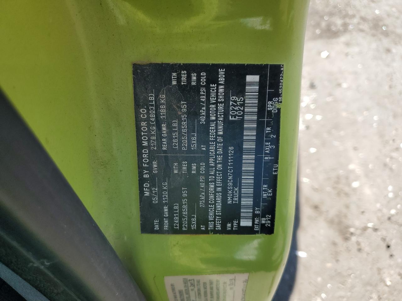 2012 Ford Transit Connect Xlt Premium VIN: NM0KS9CN7CT111126 Lot: 63886925