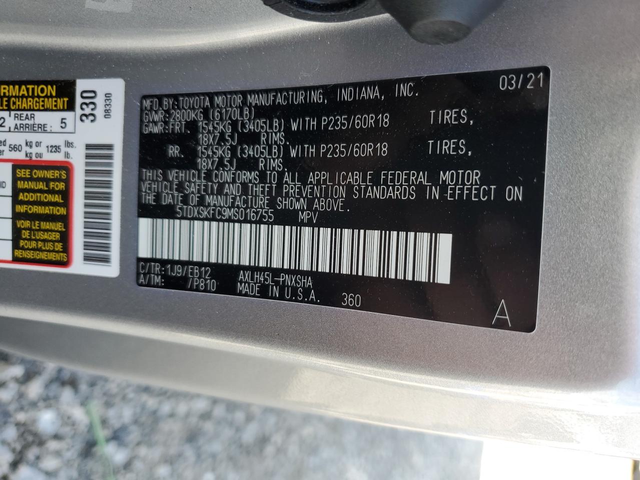 2021 Toyota Sienna Xse VIN: 5TDXSKFC9MS016755 Lot: 70024605