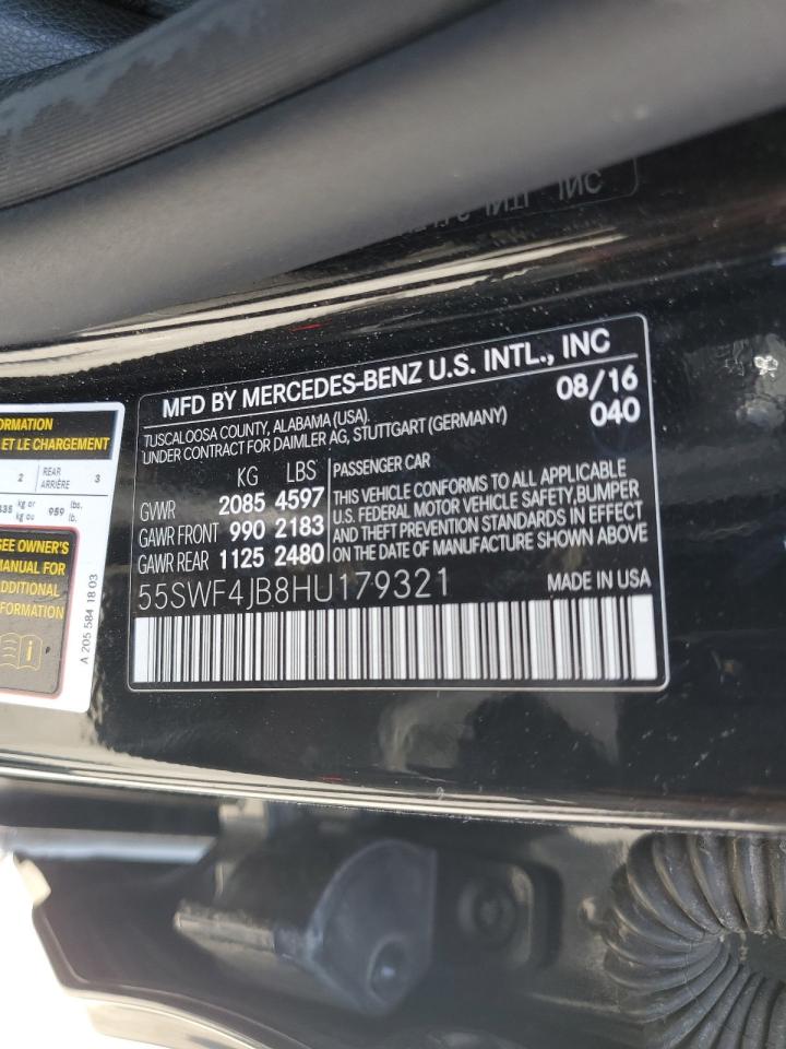 2017 Mercedes-Benz C 300 VIN: 55SWF4JB8HU179321 Lot: 70481065