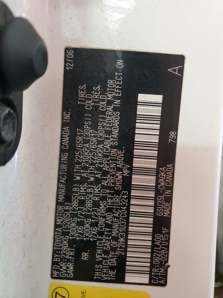 2007 Lexus Rx 350 VIN: 2T2HK31U37C043243 Lot: 70016075