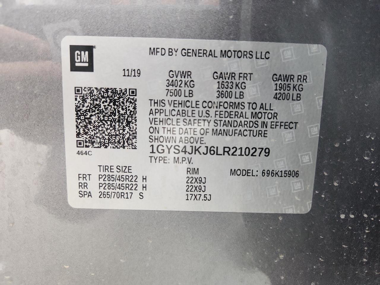 2020 Cadillac Escalade Esv Premium Luxury VIN: 1GYS4JKJ6LR210279 Lot: 69038135