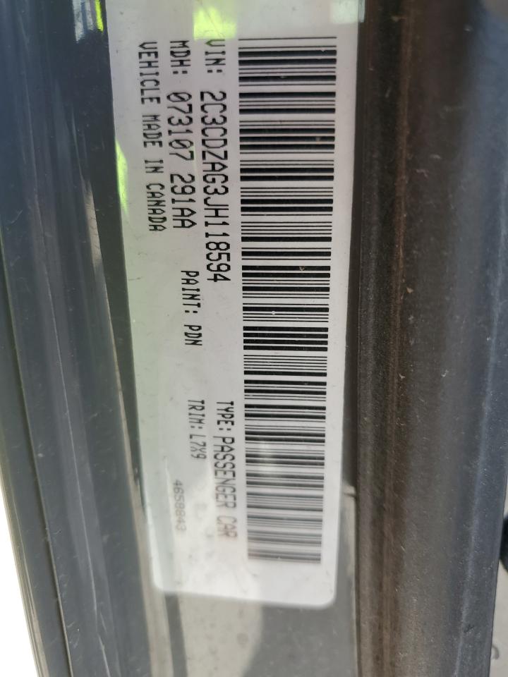 2018 Dodge Challenger Sxt VIN: 2C3CDZAG3JH118594 Lot: 69388805