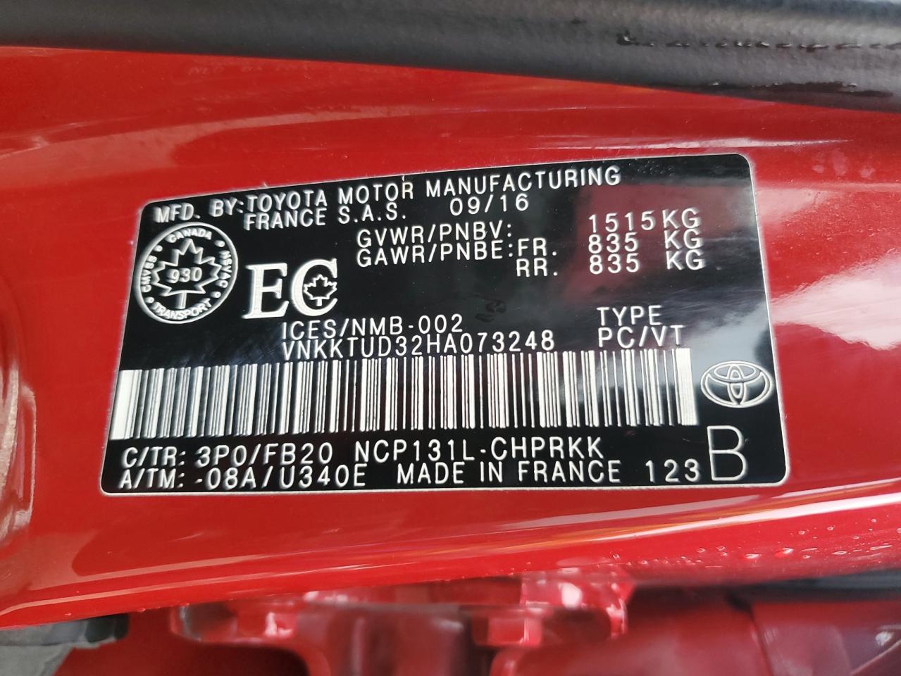 2017 Toyota Yaris L VIN: VNKKTUD32HA073248 Lot: 68765335