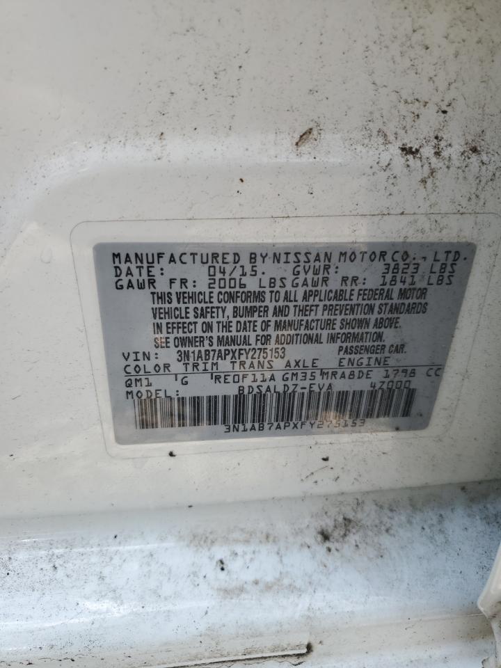 2015 Nissan Sentra S VIN: 3N1AB7APXFY275153 Lot: 70770245