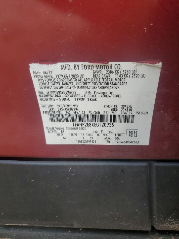 2014 Ford Taurus Sel VIN: 1FAHP2E8XEG120935 Lot: 69116245