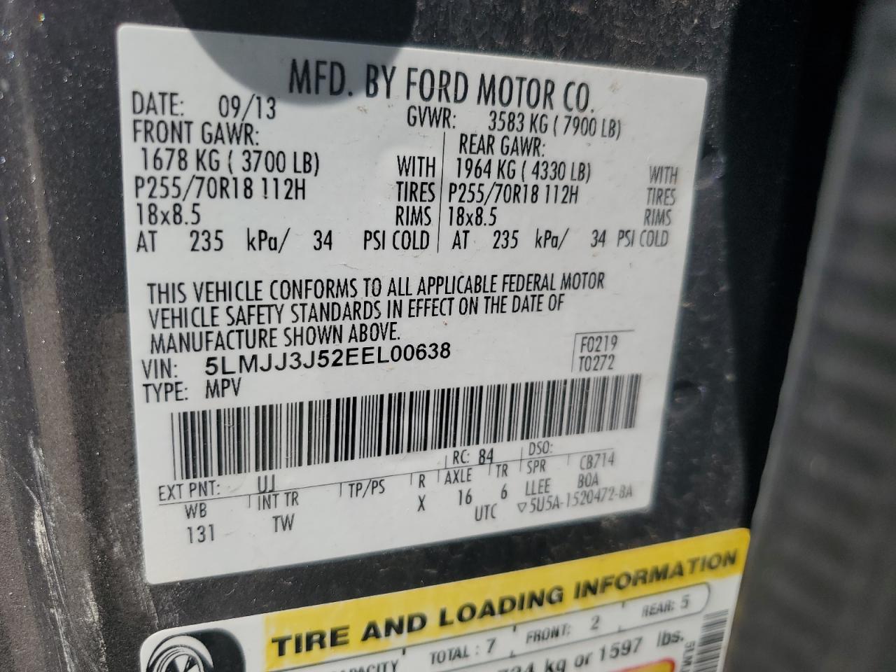 2014 Lincoln Navigator L VIN: 5LMJJ3J52EEL00638 Lot: 67398005