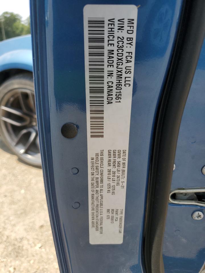 2021 Dodge Charger Scat Pack VIN: 2C3CDXGJXMH601561 Lot: 68310115