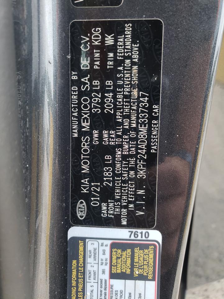 2021 Kia Forte Fe VIN: 3KPF24AD8ME337347 Lot: 69695115