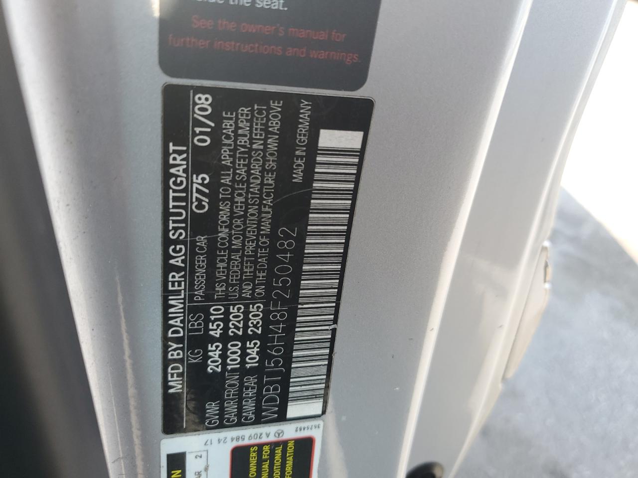 2008 Mercedes-Benz Clk 350 VIN: WDBTJ56H48F250482 Lot: 94748015